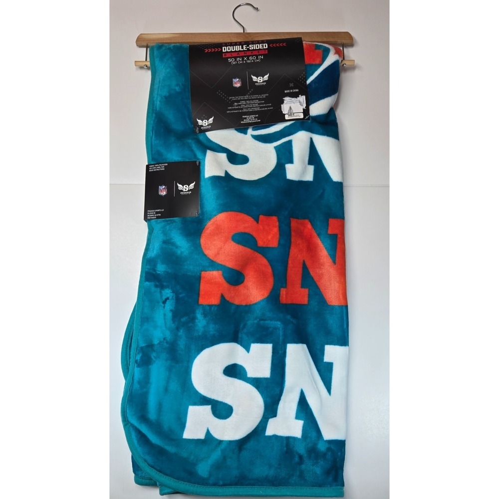 Miami Dolphins NFL Double Sided Throw Blanket 50x60 Super Soft NWT